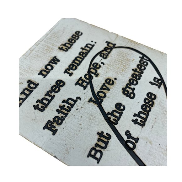 Home Décor Small Sign Faith Hope Love Distressed Farmhouse Shabby Chic White - Picture 8 of 11